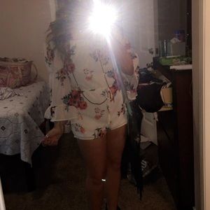 Floral over the shoulder romper